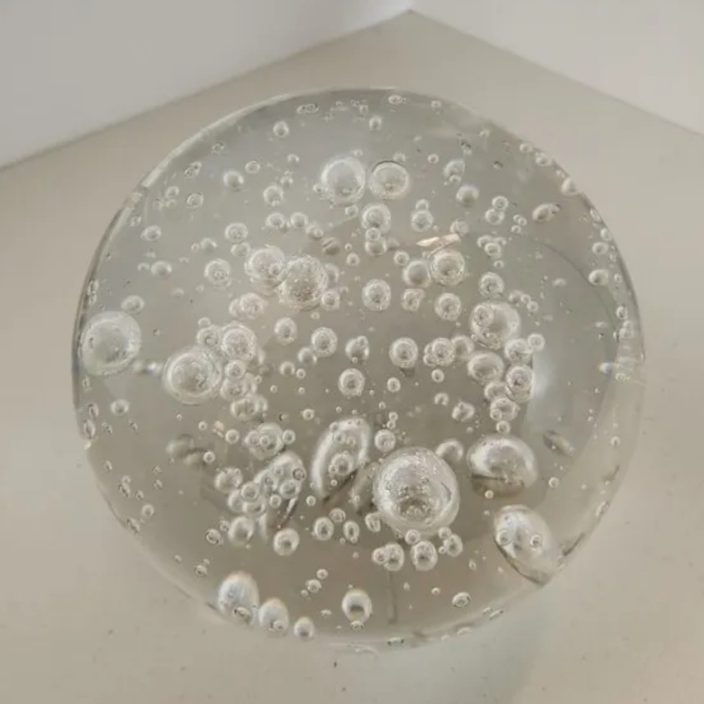 PBG Godinger Silver Art Co. Controlled Bubble Crystal Ball Paperweight Clear